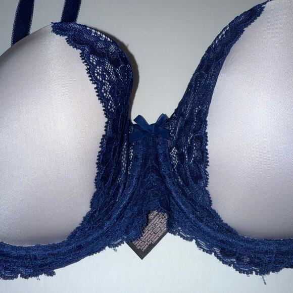 Victoria’s Secret Dream Angels Strapless Bra 36C Navy Blue Lace Push‑Up Grey - Picture 8 of 16